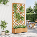 Vidaxl plantenbak met latwerk 90x35x180 cm massief vurenhout bruin