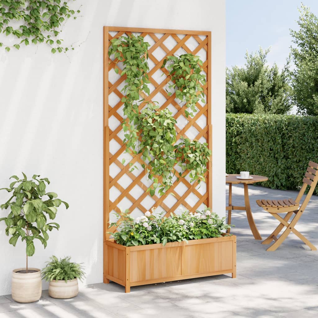 Vidaxl plantenbak met latwerk 90x35x180 cm massief vurenhout bruin