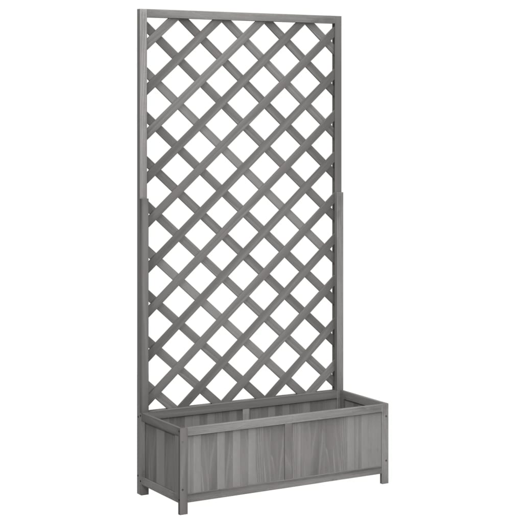 Vidaxl plantenbak met latwerk 90x35x180 cm massief vurenhout grijs