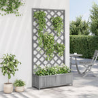 Vidaxl plantenbak met latwerk 90x35x180 cm massief vurenhout grijs