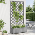 Vidaxl plantenbak met latwerk 90x35x180 cm massief vurenhout grijs