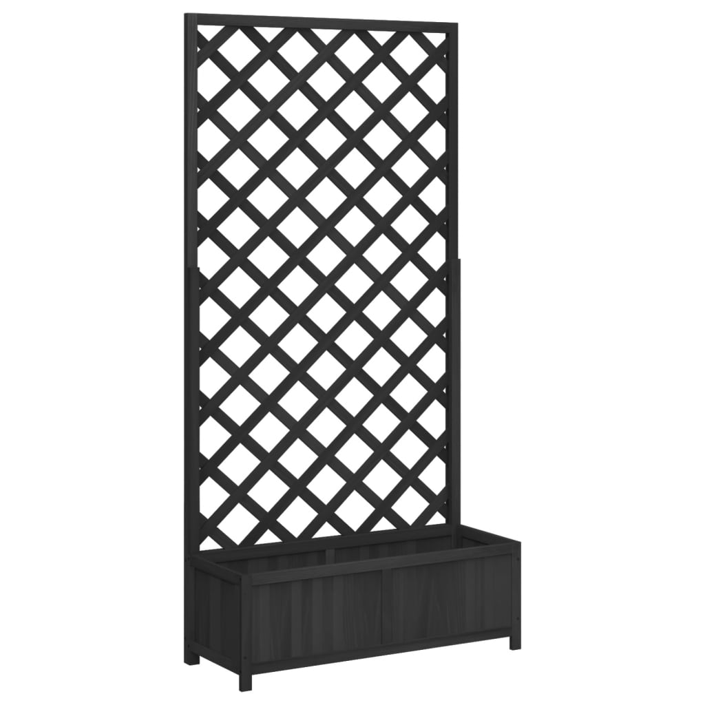 Vidaxl plantenbak met latwerk 90x35x180 cm massief vurenhout zwart
