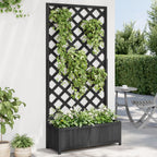 Vidaxl plantenbak met latwerk 90x35x180 cm massief vurenhout zwart