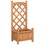 Vidaxl plantenbak met latwerk 40x30x90 cm massief vurenhout bruin