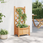 Vidaxl plantenbak met latwerk 40x30x90 cm massief vurenhout bruin