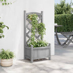 Vidaxl plantenbak met latwerk 40x30x90 cm massief vurenhout grijs