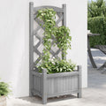 Vidaxl plantenbak met latwerk 40x30x90 cm massief vurenhout grijs