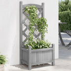 Vidaxl plantenbak met latwerk 40x30x90 cm massief vurenhout grijs