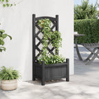 Vidaxl plantenbak met latwerk 40x30x90 cm massief vurenhout zwart