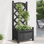 Vidaxl plantenbak met latwerk 40x30x90 cm massief vurenhout zwart