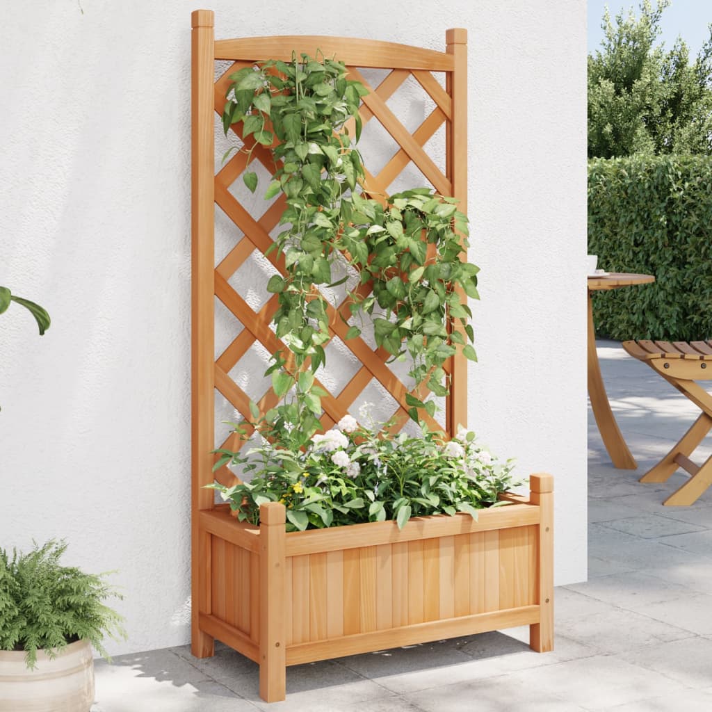 Vidaxl plantenbak met latwerk 55x29,5x110 cm massief vurenhout bruin