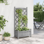 Vidaxl plantenbak met latwerk 55x29,5x110 cm massief vurenhout grijs