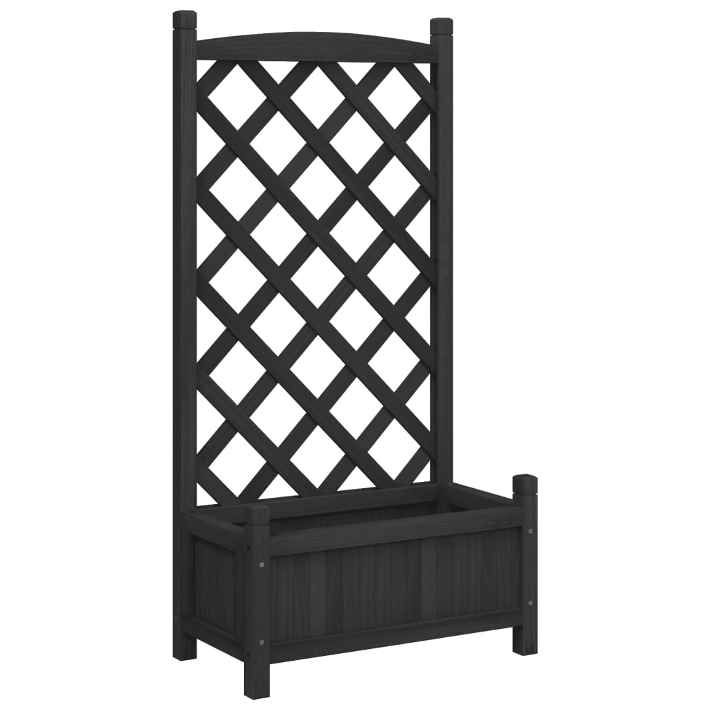 Vidaxl plantenbak met latwerk 55x29,5x110 cm massief vurenhout zwart