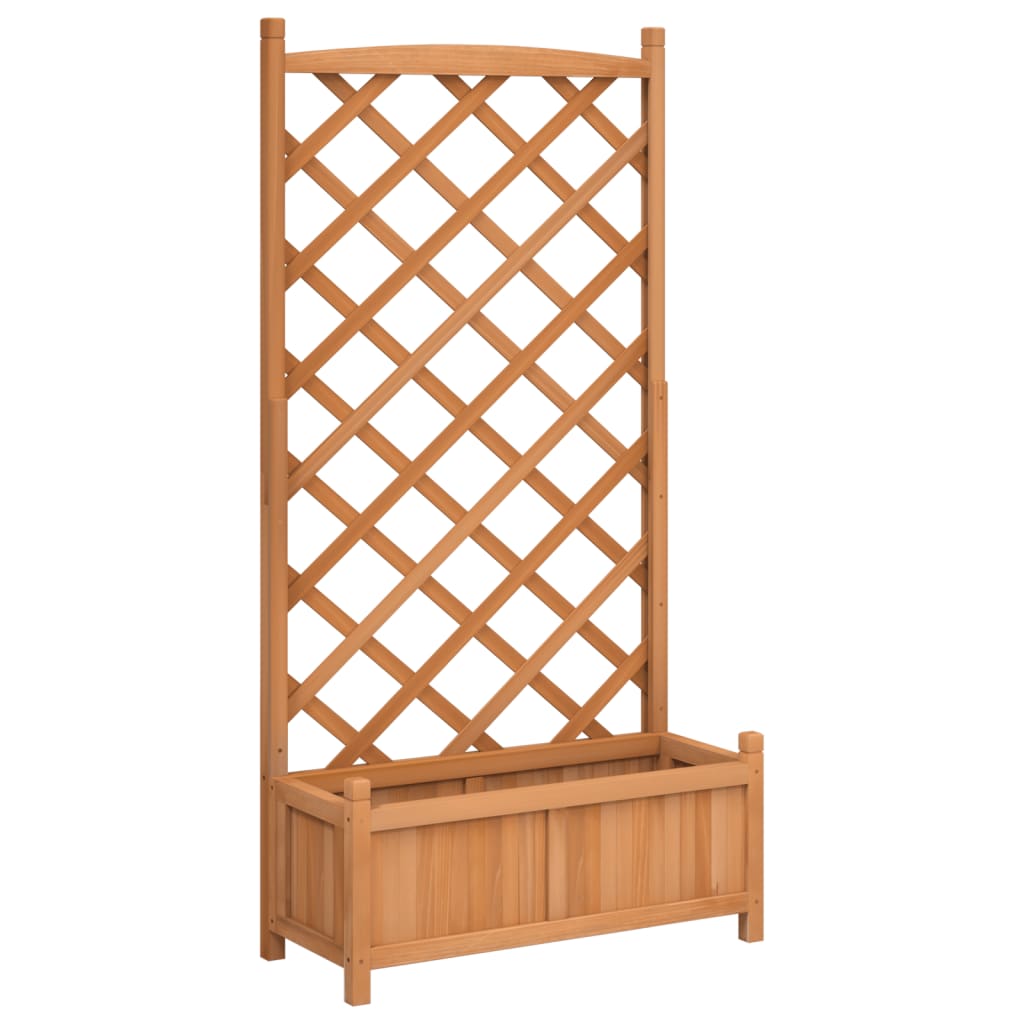Vidaxl plantenbak met latwerk 75x35x150 cm massief vurenhout bruin