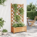 Vidaxl plantenbak met latwerk 75x35x150 cm massief vurenhout bruin