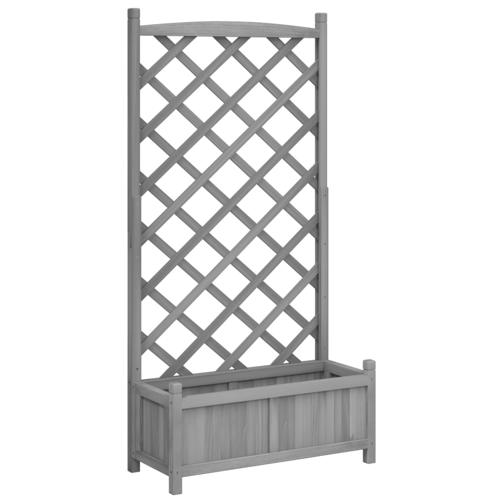 Vidaxl plantenbak met latwerk 75x35x150 cm massief vurenhout grijs