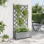 Vidaxl plantenbak met latwerk 75x35x150 cm massief vurenhout grijs