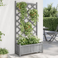 Vidaxl plantenbak met latwerk 75x35x150 cm massief vurenhout grijs