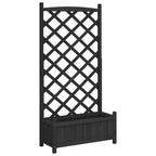 Vidaxl plantenbak met latwerk 75x35x150 cm massief vurenhout zwart