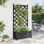 Vidaxl plantenbak met latwerk 75x35x150 cm massief vurenhout zwart