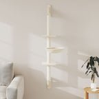 Vidaxl kattenmeubel wandgemonteerd met krabpaal 142,5 cm crèmekleurig