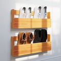Vidaxl schoenenrekken 2 st 59x8,5x23,5 cm massief grenenhout wasbruin