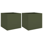 Vidaxl plantenbakken 2 st 42x40x39 cm staal olijfgroen