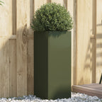 Vidaxl plantenbak 32x29x75 cm staal olijfgroen