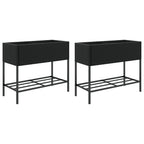 Vidaxl plantenbakken met schap 2 st 90x40x75 poly rattan zwart