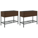 Vidaxl plantenbakken met schap 2 st 90x40x75 poly rattan bruin