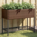Vidaxl plantenbakken met schap 2 st 90x40x75 poly rattan bruin