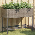 Vidaxl plantenbakken met schap 2 st 90x40x75 poly rattan grijs