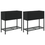 Vidaxl plantenbakken met schap 2 st 70x28x70 poly rattan zwart