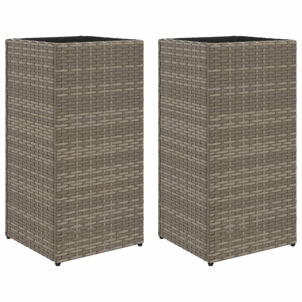 Vidaxl plantenbakken 2 st 30x30x60 cm poly rattan grijs