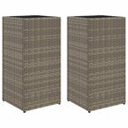Vidaxl plantenbakken 2 st 30x30x60 cm poly rattan grijs