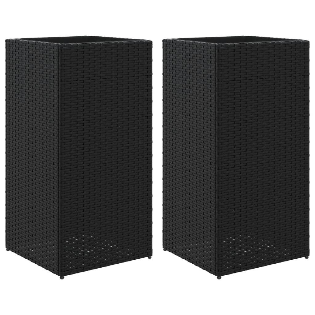Vidaxl plantenbakken 2 st 40x40x80 cm poly rattan zwart
