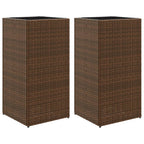 Vidaxl plantenbakken 2 st 40x40x80 cm poly rattan bruin
