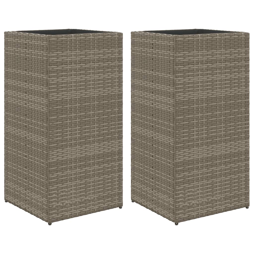 Vidaxl plantenbakken 2 st 40x40x80 cm poly rattan grijs