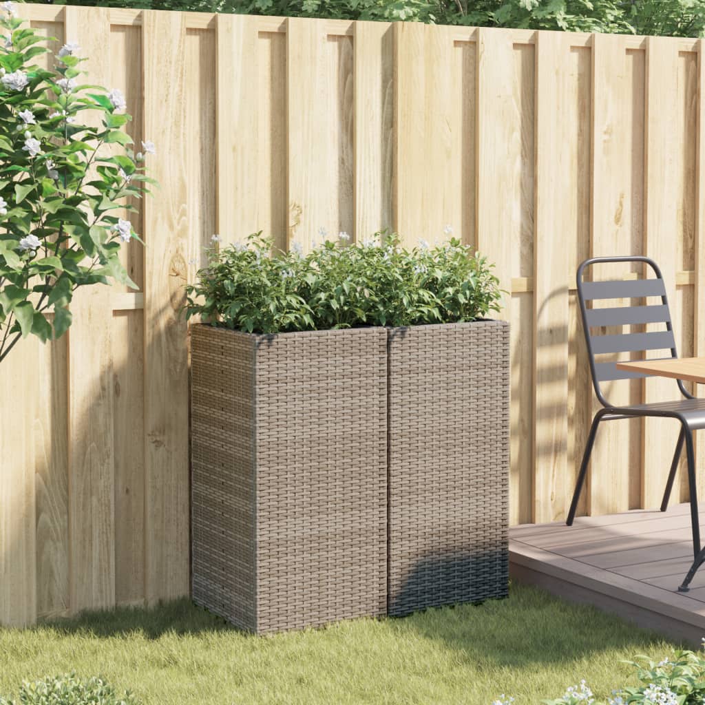 Vidaxl plantenbakken 2 st 40x40x80 cm poly rattan grijs