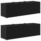 Vidaxl plantenbakken met 3 potten 2 st 105x30x32 cm poly rattan zwart