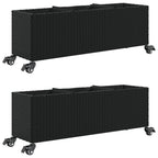 Vidaxl plantenbakken met wielen 2 st 107x32x38 cm poly rattan zwart