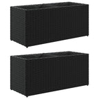 Vidaxl plantenbakken met 2 potten 2 st 72x30x32 cm poly rattan zwart