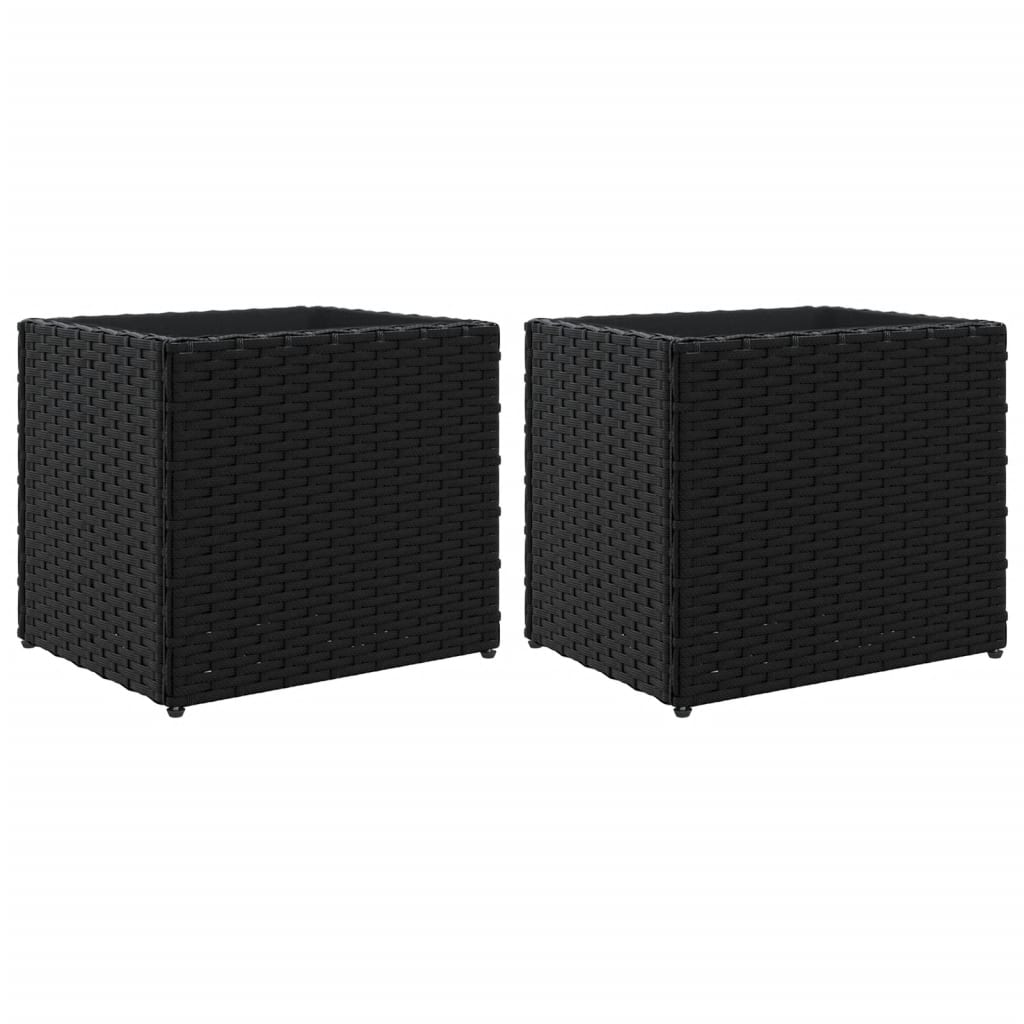 Vidaxl plantenbakken 2 st 36x30x32 cm poly rattan zwart