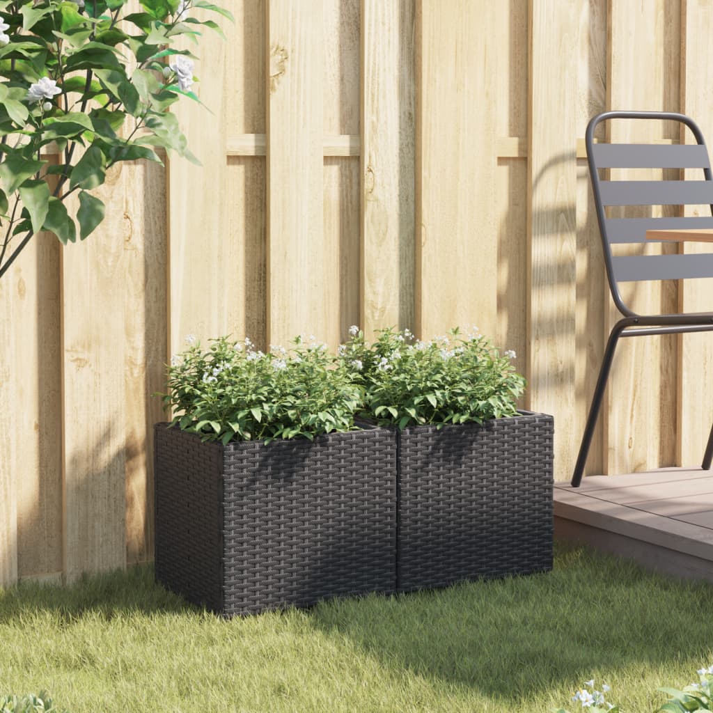 Vidaxl plantenbakken 2 st 36x30x32 cm poly rattan zwart