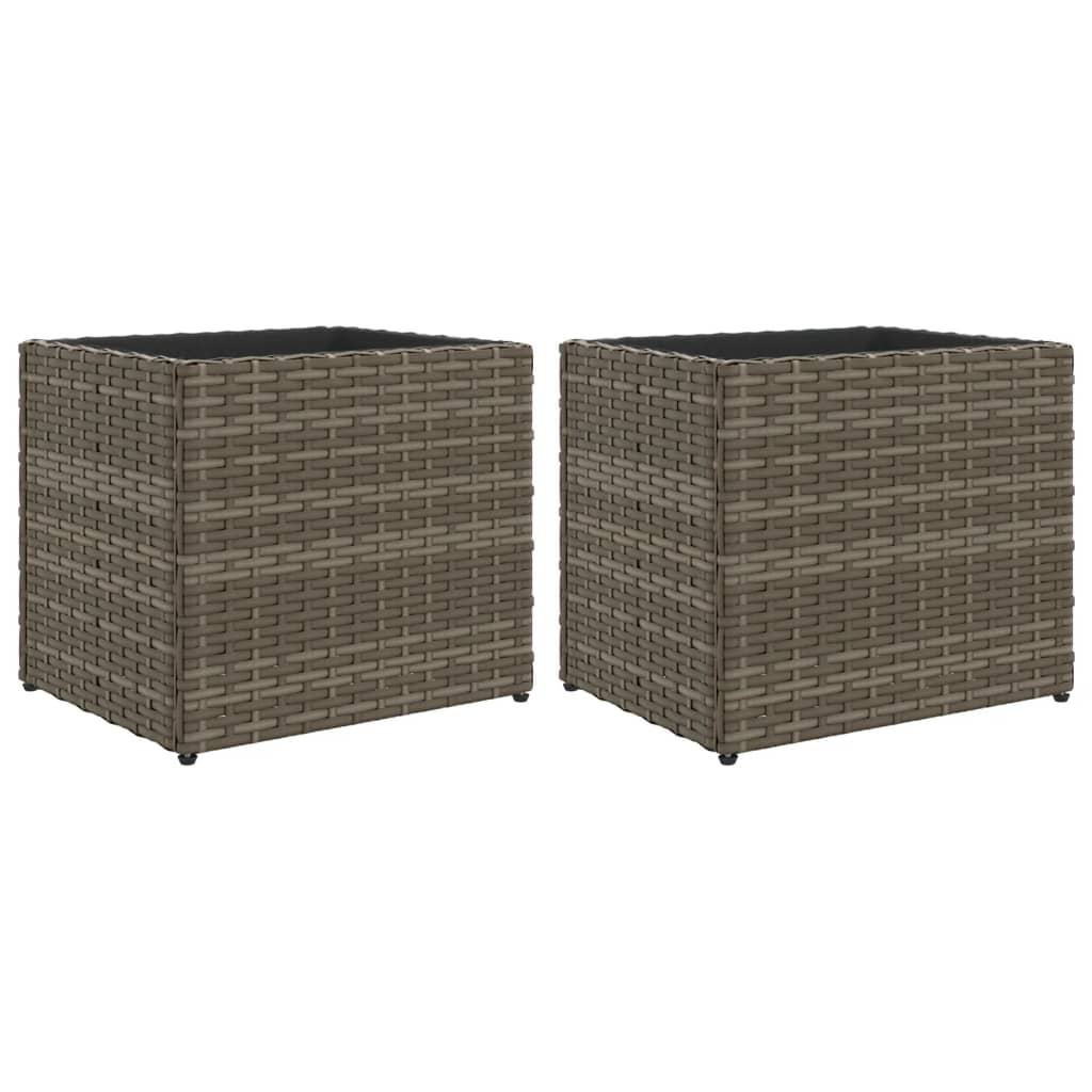 Vidaxl plantenbakken 2 st 36x30x32 cm poly rattan grijs