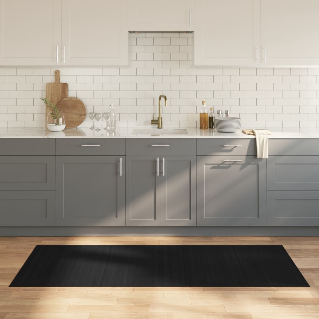 Vidaxl vloerkleed rechthoekig 80x200 cm bamboe zwart