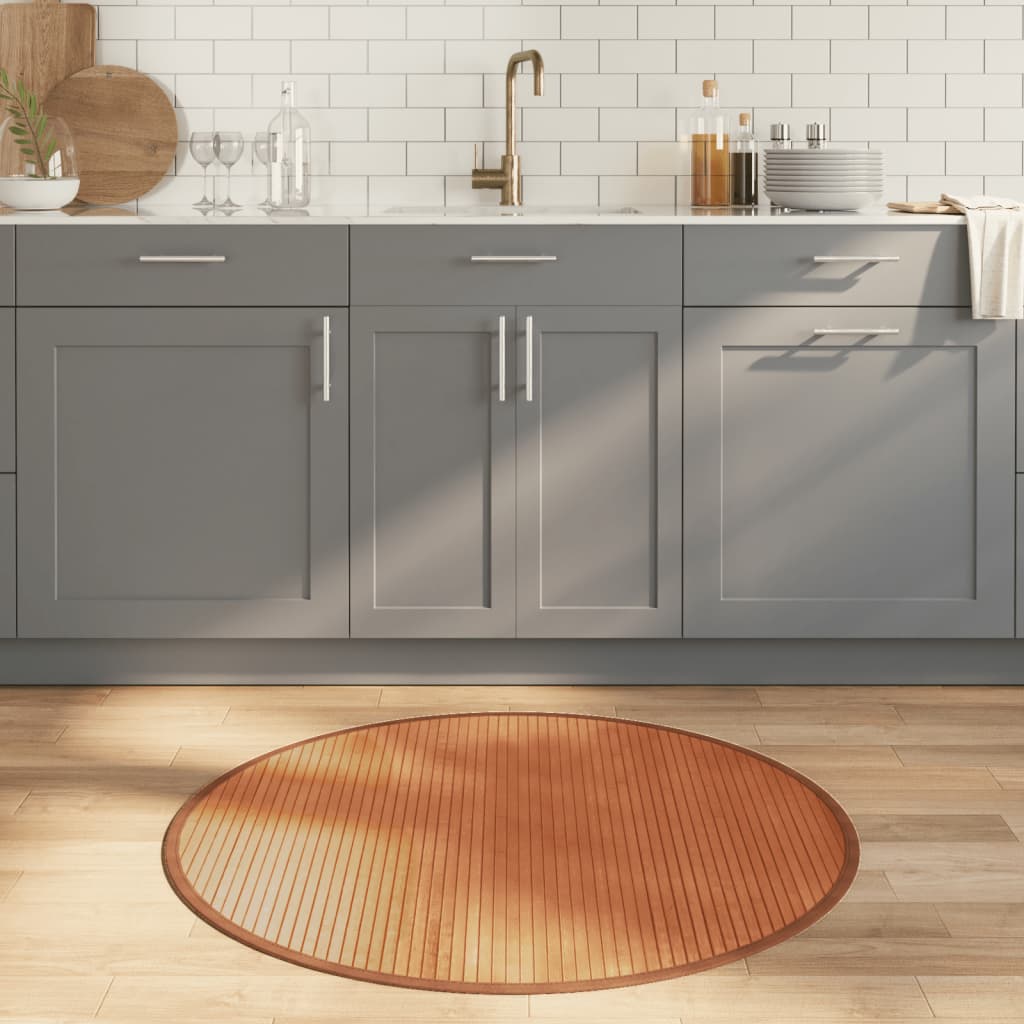 Vidaxl vloerkleed rond 100 cm bamboe bruin
