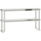 Vidaxl verhoging voor werktafel 2-laags 110x30x65 cm roestvrij staal
