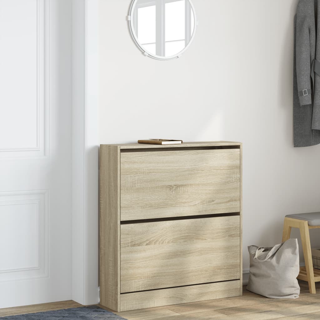Vidaxl schoenenkast 80x21x87,5 cm bewerkt hout sonoma eikenkleurig