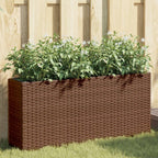 Vidaxl plantenbak met 2 potten 90x20x40 cm poly rattan bruin
